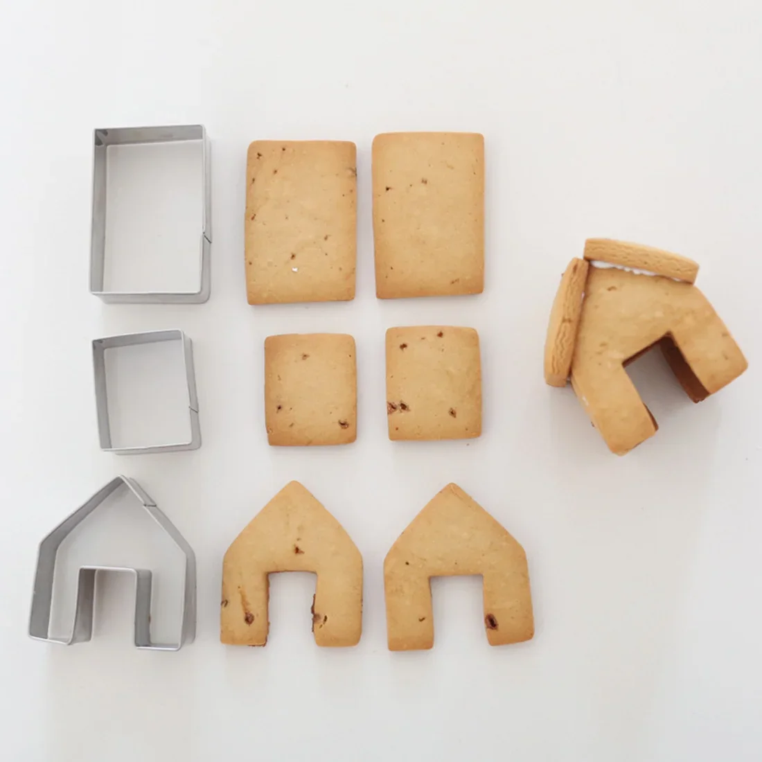 3Pcs/Set Christmas Gingerbread House Biscuit Cutter Set Stainless Steel Cookie Mould