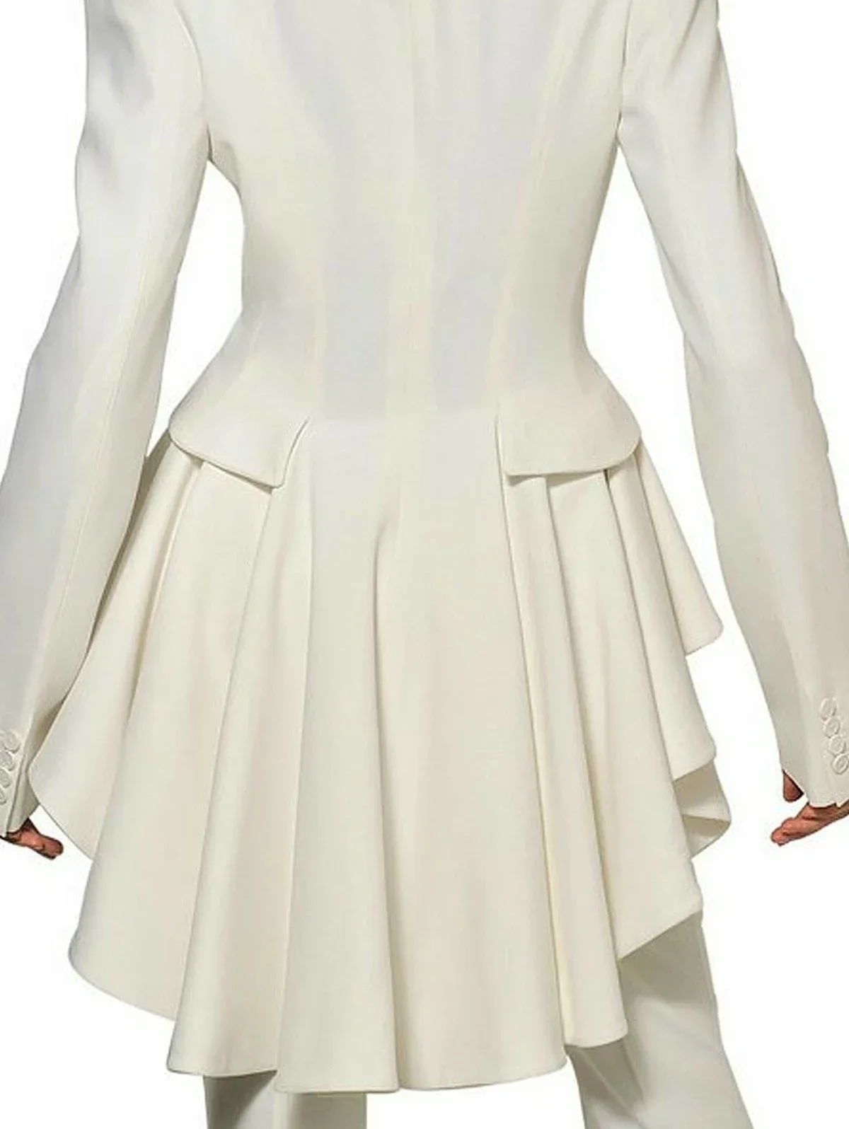 Chic Blazer Woman Spring Autumn Long Sleeve Stand Collar Solid Coat Slim Ruffle Casual Jackets Vintage Tailed Blazers Outwears