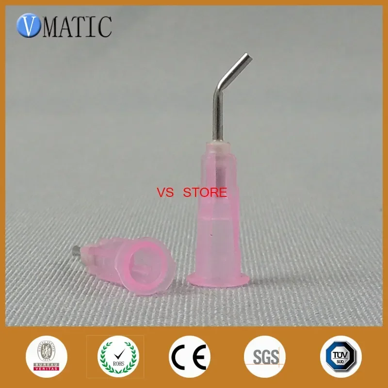 

Бесплатная доставка, розовый цвет, 100 шт., 0,5 дюйма, 13 мм, длина, изогнутая 45 градусов, 18 г, байонетная тупая игла для промышленного использования, 1/2 дюйма