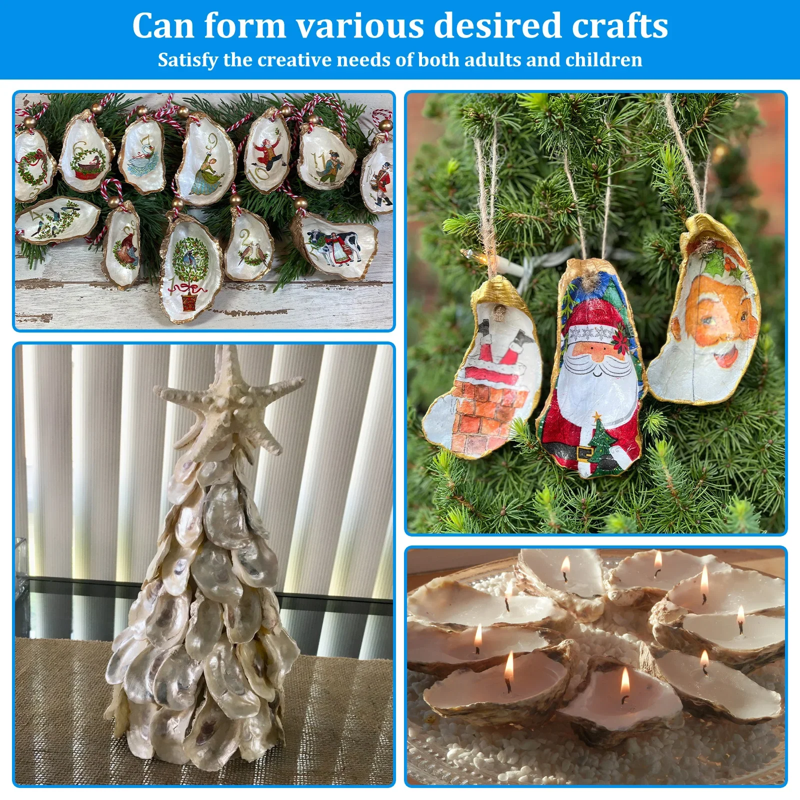 20Pcs Natural Oyster Shell Set 3-4'' Calcium Carbonate Oyster Shell DIY Craft Sea Shell for Home Party Decor Christmas Pendants view 4