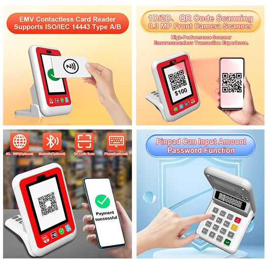 Terminal de pago de pantalla de generador de código QR dinámico 4G/WFI/BT de 2,4 pulgadas con teclado NFC opcional Z30
