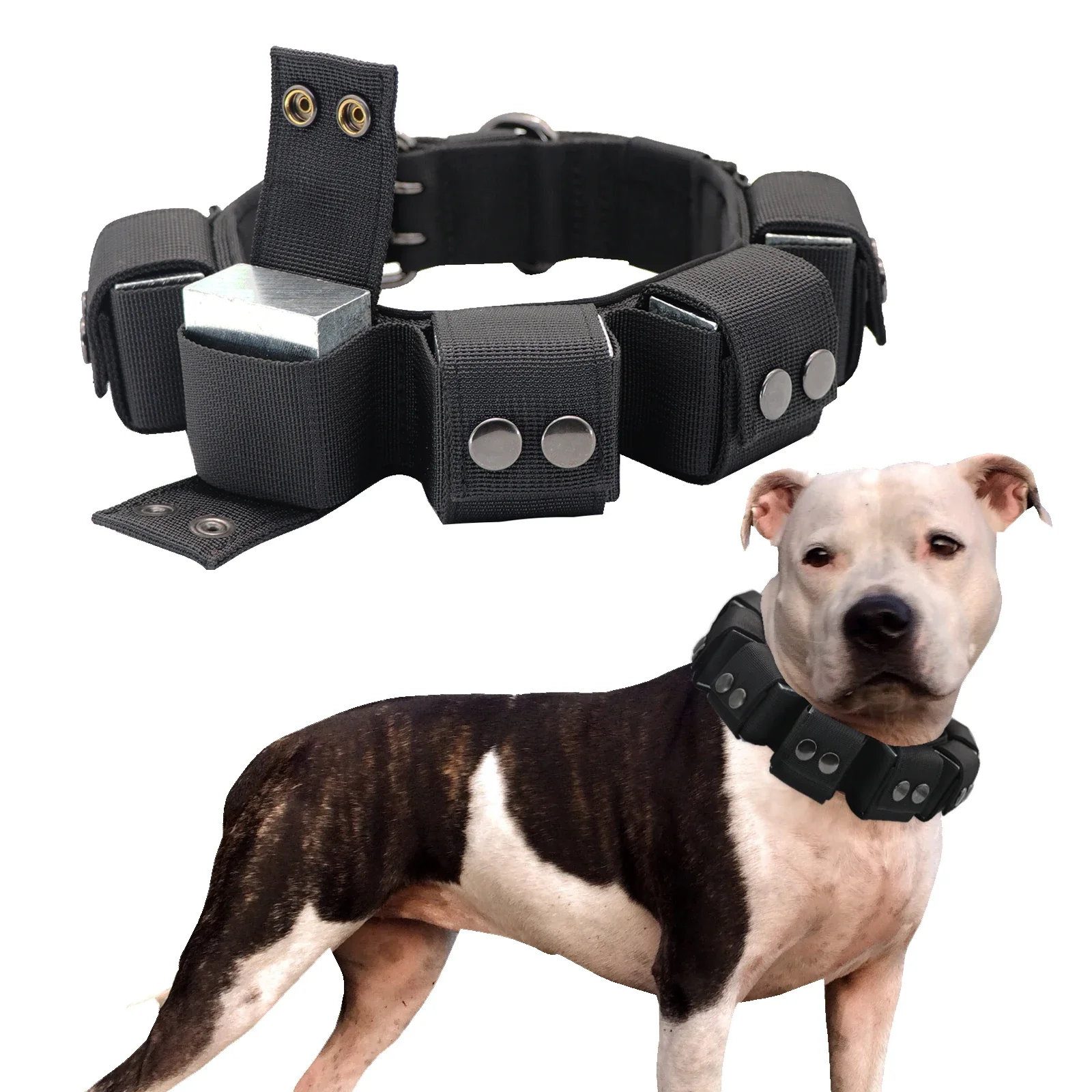 Big Dog Collar Xl Dog Collar Tactical Nylon Weighted Pitbull  for Large Wide Collar for Big Dogs