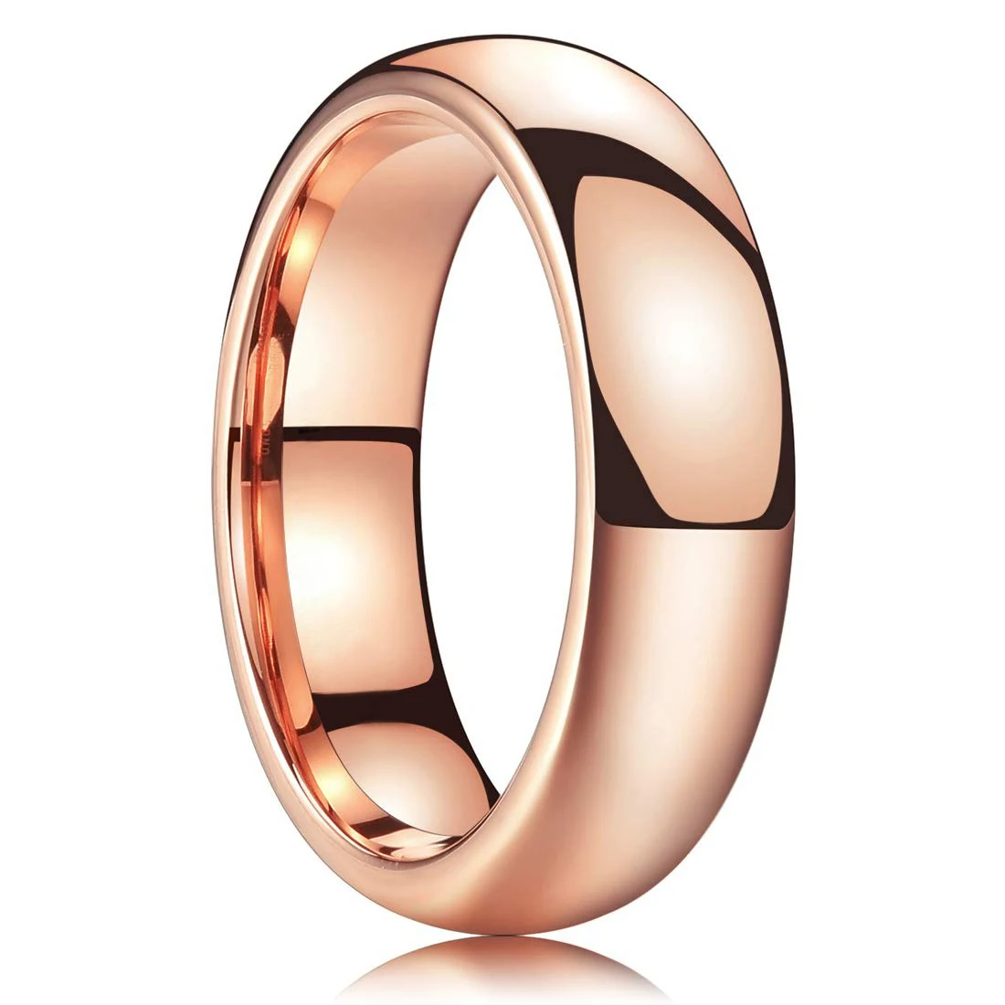 Fashion 6mm Rose Gold Color Titanium Steel Rings For Men Women Simple Glossy Stainless Steel Ring Wedding Engagement Jewelry