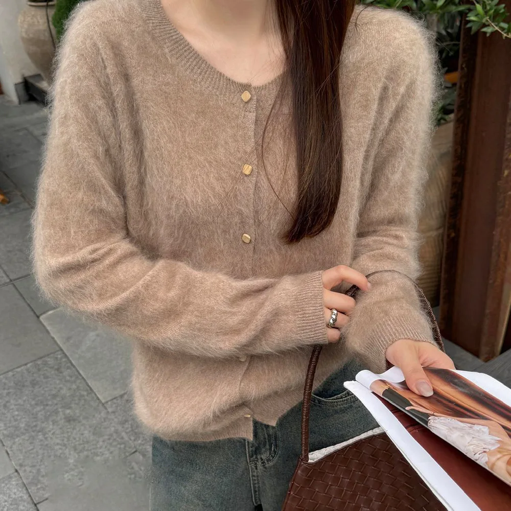 European and American silk cashmere pullover sweater women's knitted cardigan 2026 autumn new women's wool jacket