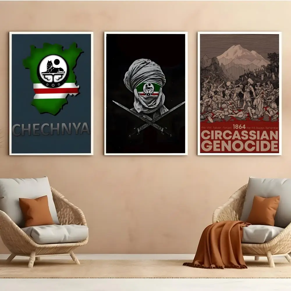 Chechen National Flag Poster HD Anime Hot Theme Singer/OST/Movie-Waterproof Self-Stick Home Decor