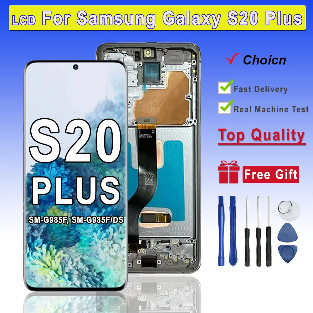 SUPER AMOLED LCD For Samsung Galaxy S20 Plus G985 G986 LCD Touch Screen Digitizer Assembly For Samsumg S20+ LCD Replacement