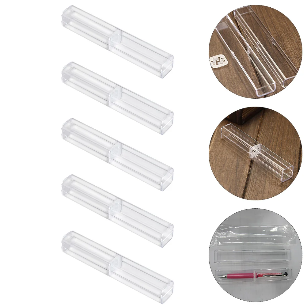 

10 Pcs Pencil Case Student Stationery Clear Container Square Ballpoint Pens Storage Gift Boxes