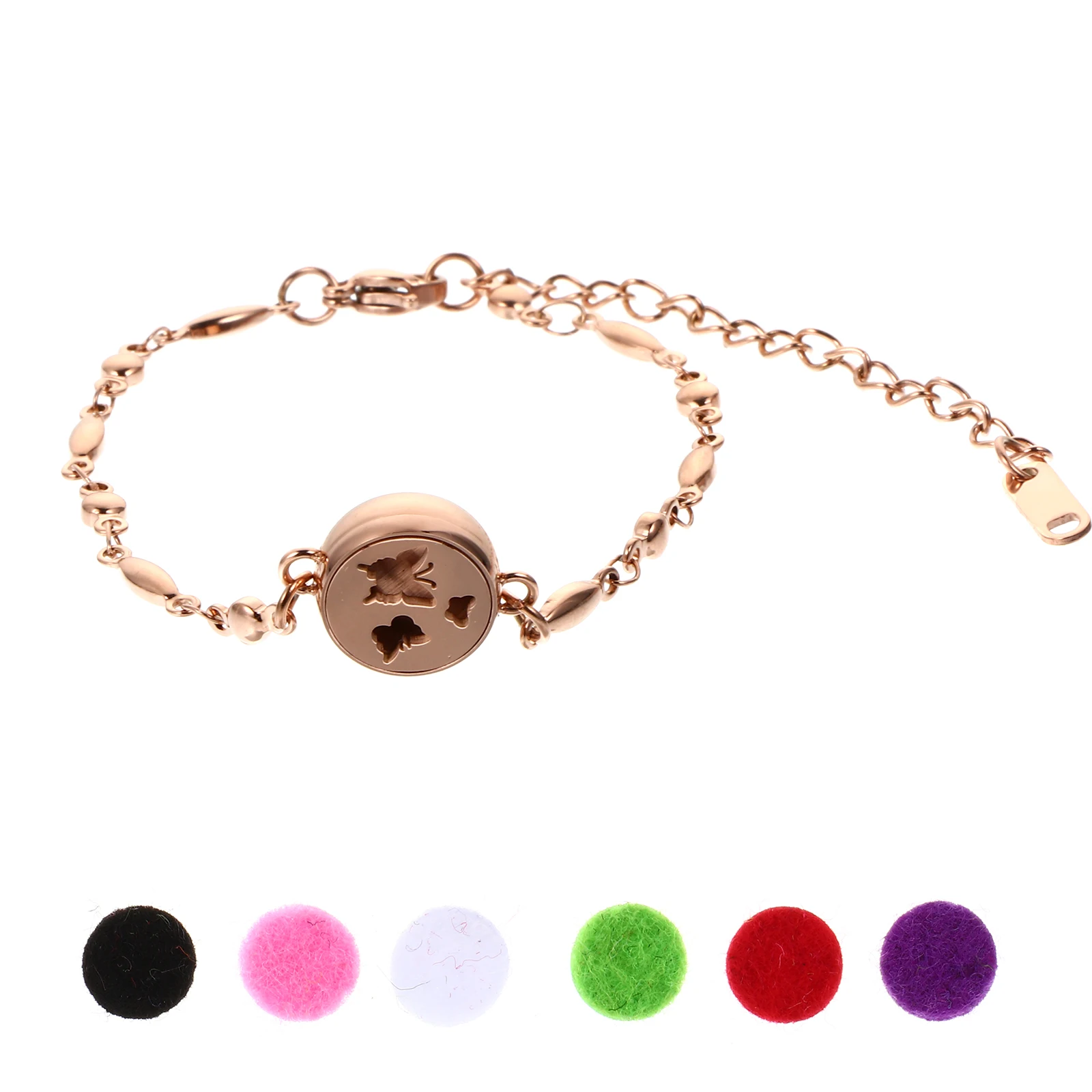 

Locket Bracelet for Women Aromatherapy Decorative Wrist Chain Essential Golden Hollow-out