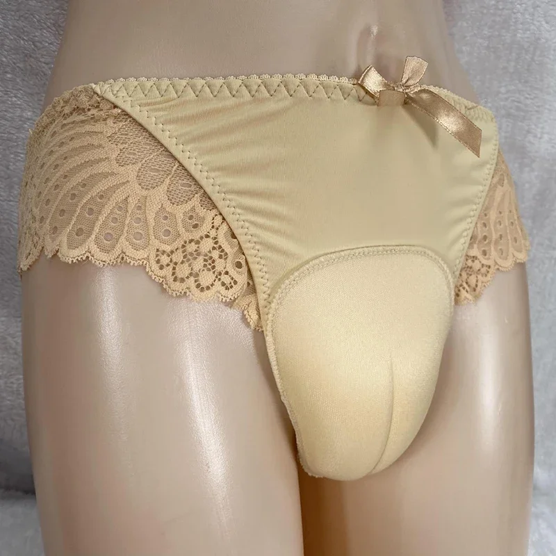 Bowtie Camel Toe Control Panty Lace Hiding Gaff Underwear Crossdresser Transgender Sissy Panties Shemale Ladyboy LGBT Briefs