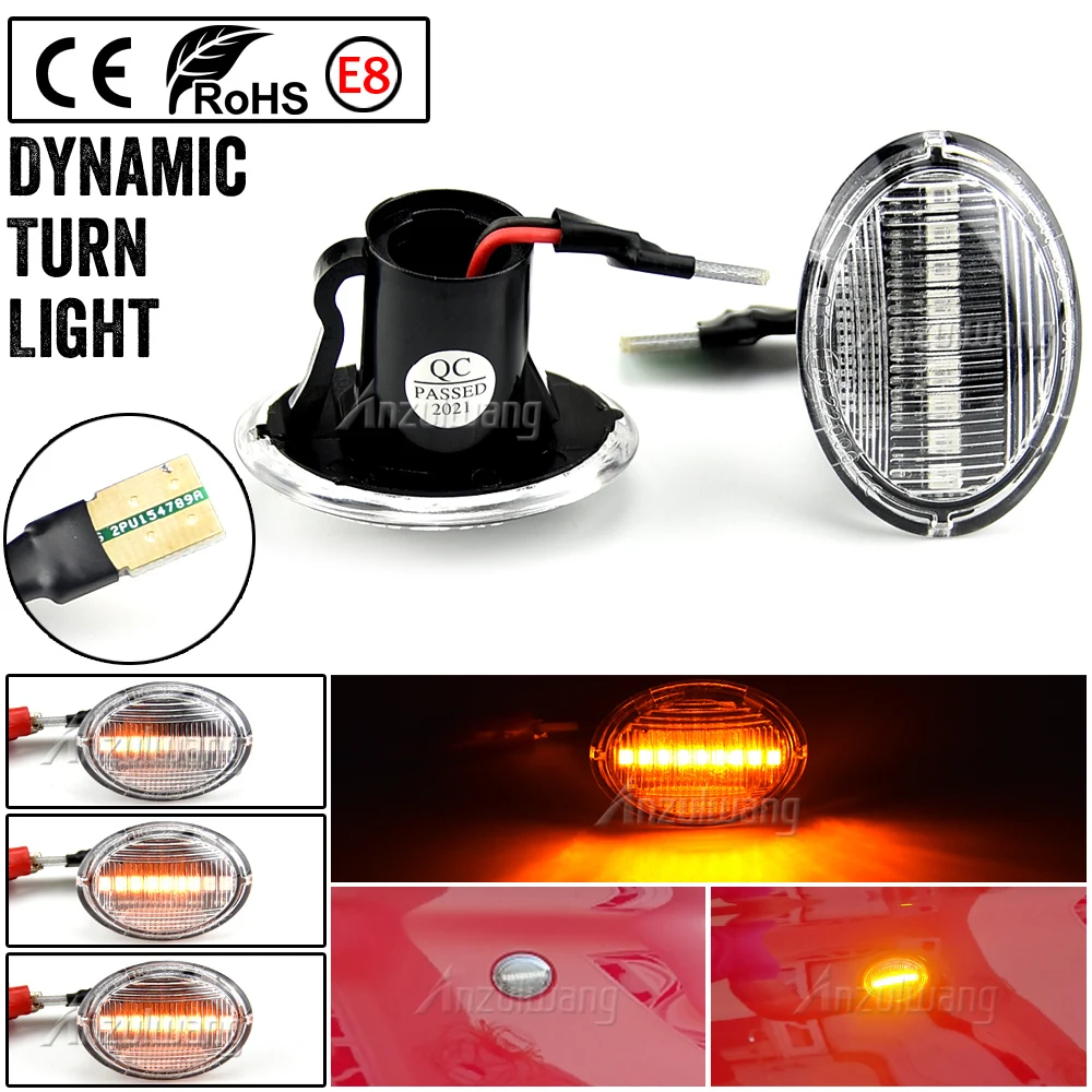 2PCS Led Dynamic Side Marker Turn Signal Light For Fiat 500 Ford KA Lancia Lybra Ypsilon Maserati GranCabrio Granturismo