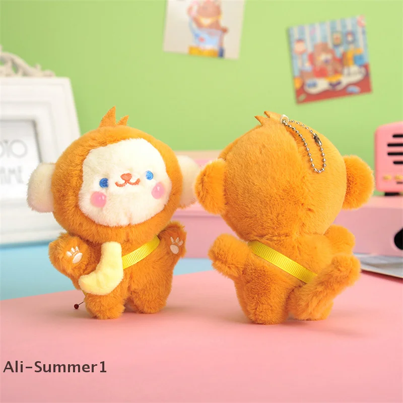 

【E】Короткая плюшевая банановая обезьяна, брелок для ключей, подвеска на рюкзак, мультяшный подарок, мягкая кукла, автомобильная цепочка, удобная игрушка Kawaii для девочек