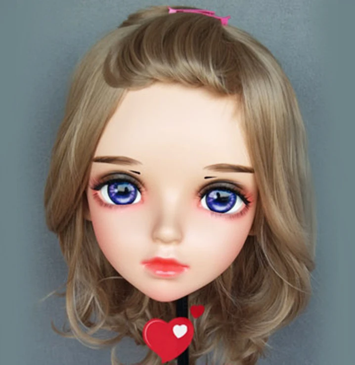 (Miao10) mujer dulce chica resina media cabeza Kigurumi BJD ojos Crossdress Cosplay Anime japonés papel máscara de Lolita con ojos y peluca