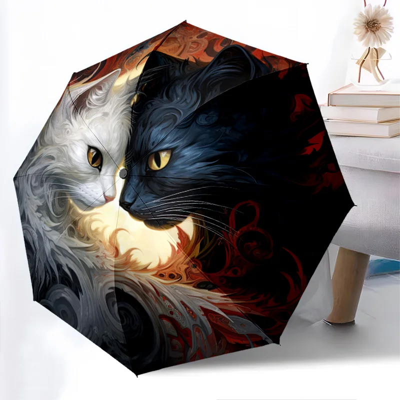 

cute cat Umbrella Fashionable Auto-Open Design 8 Iron Ribs Plastic Handle Foldable Sunshade Perfect festival Gifts