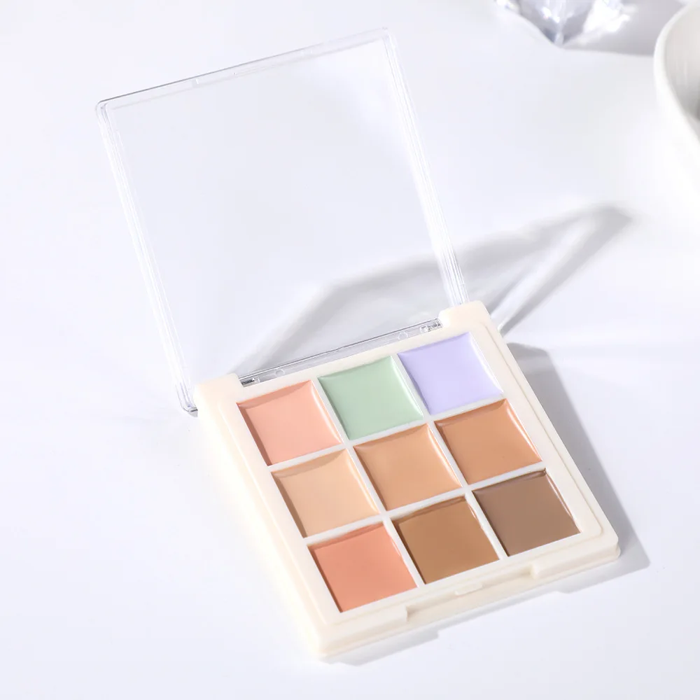 Palette de Correcteur Professionnelle Sans Logo, Couvre l'Acné, les Vaches Foncées, Imperméable, Hydrate, Durable, Contour du Visage, 9 Couleurs