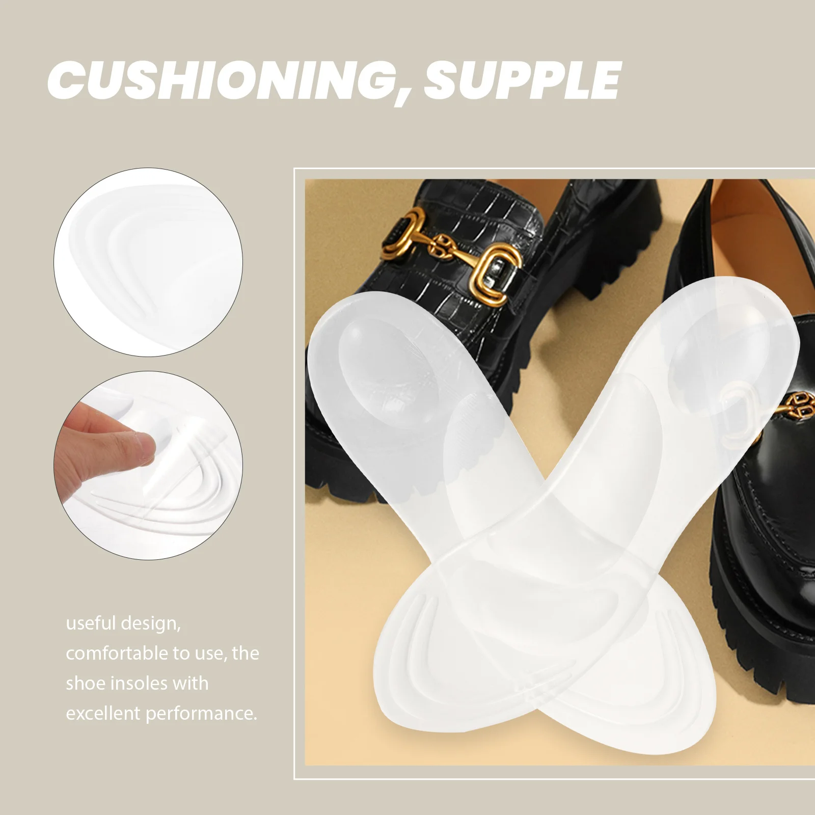 

1 Pair Clear Anti-Slip Wear-Resistant Gel Shoe Insoles Cushion Inserts For Women High Heels Sandals Flat Shoes Cuttable