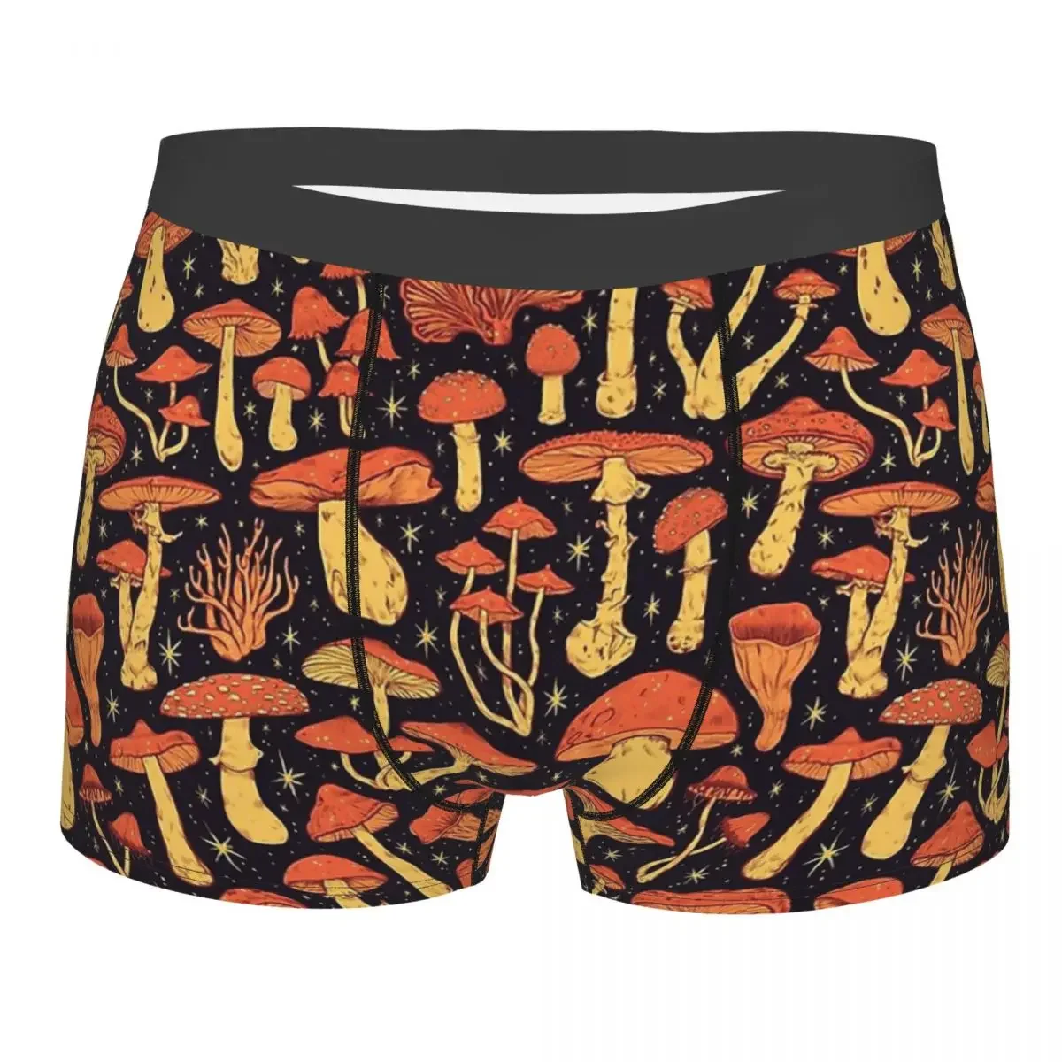 

Deadly Mushrooms Orange On Black Mushroom Mushrooms Forest Underpants Cotton Panties Man Underwear Shorts Boxer Briefs