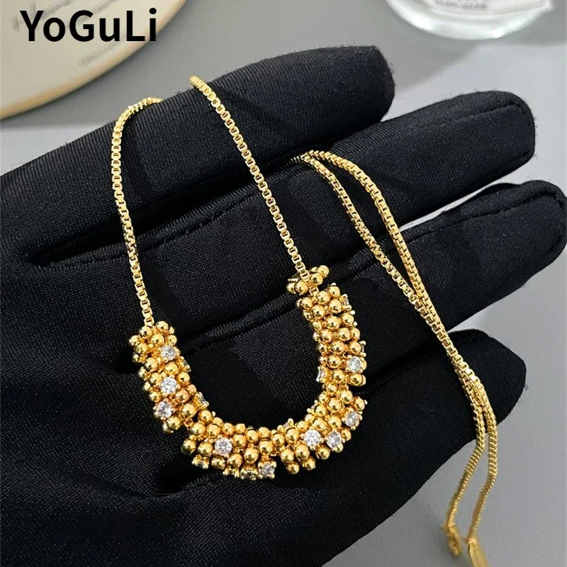 

Modern Jewelry Luxury Temperament Crystal Gold Color Metal Pendant Necklace For Women Female Gifts Delicate Design Accessories