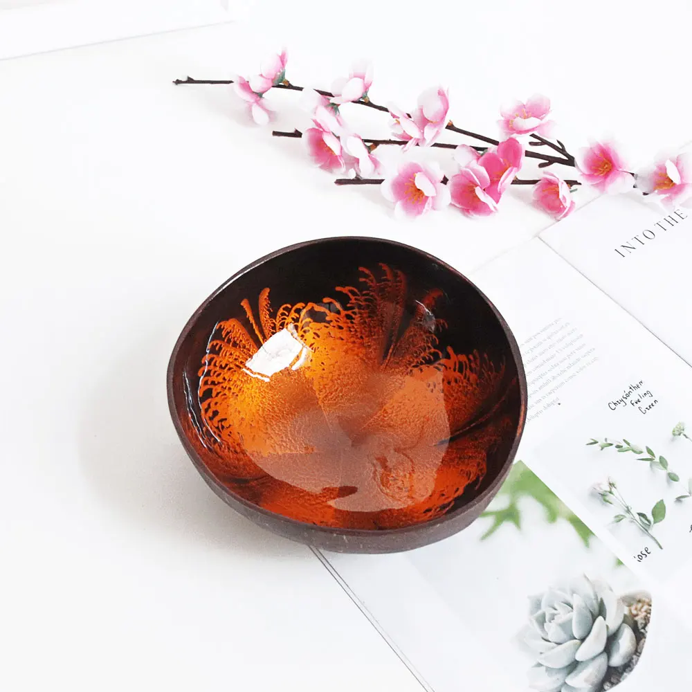 1PC Natural Coconut Shell Bowl Home Decoration Handicraft Art Decoration Fruit Candy Key Storage Container Desktop Storage Bowl