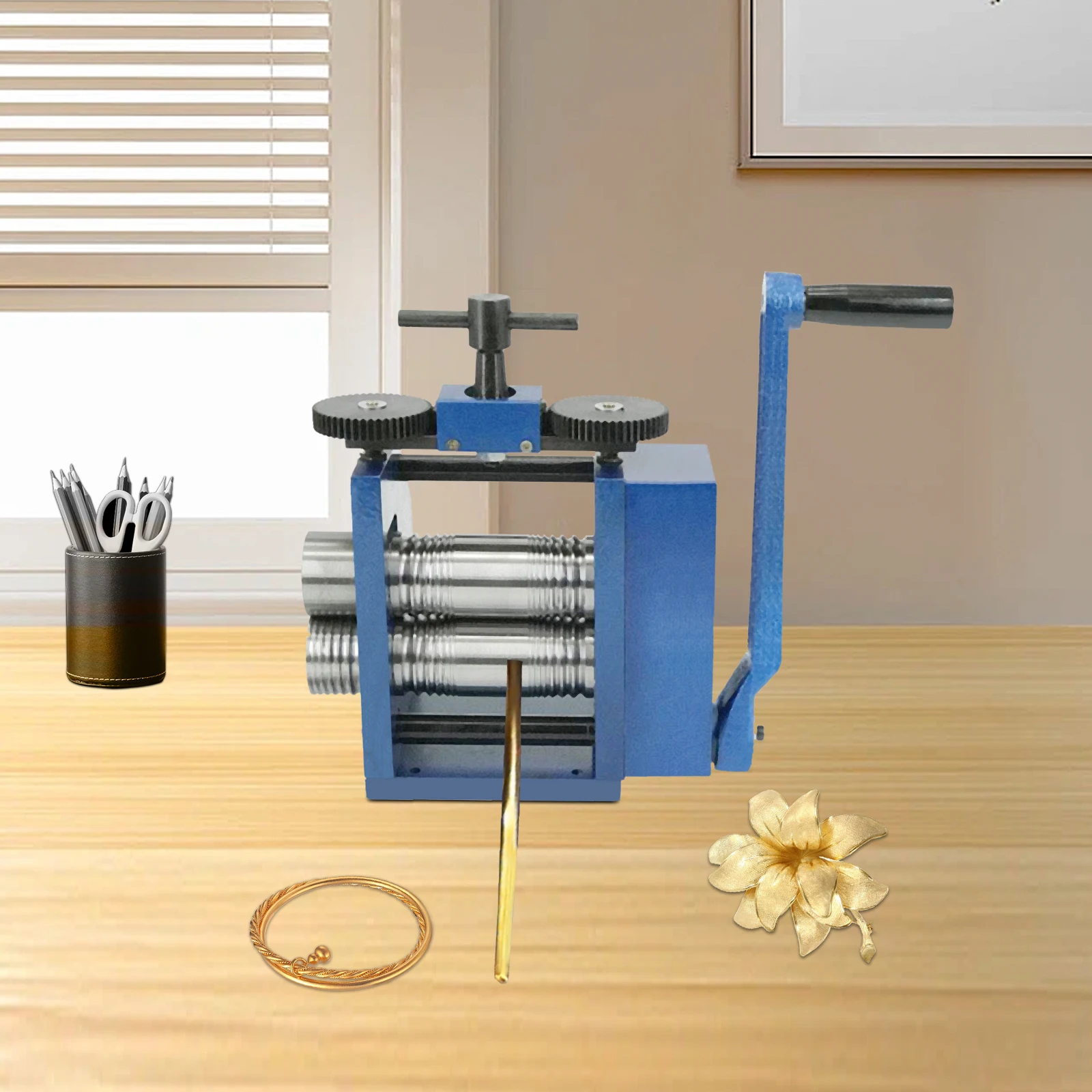 Manuelle Walzenkombinations-Walzmaschine mit Befestigungslöchern, Schmuckpresse, Tablettenwerkzeug, Schmuck-DIY-Werkzeug, Ideales Geschenk – Detail 1