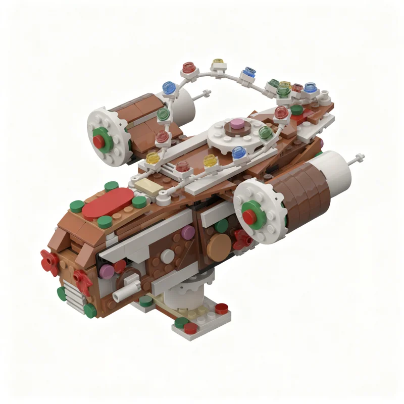 371pcs MOC Gingerbread Razor Crest Star Battle Model Building Blocks 3D Education DIY Collection Idea Creative Assemble Display