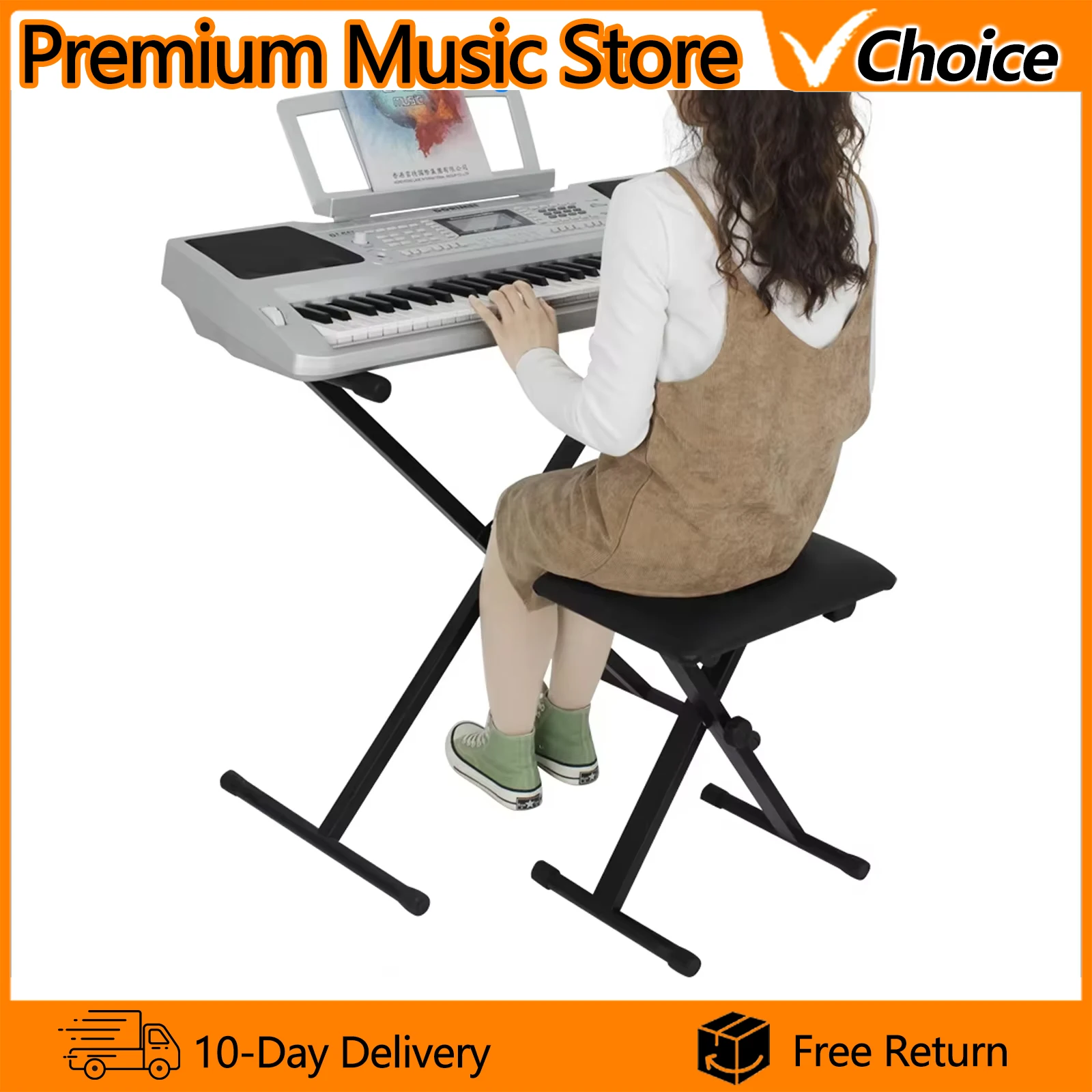 IRIN Piano Stool Electronic Piano Guitar Drum Bench Black Folding Stool Adjuatable Portable Musical Instrument Chair Accessories