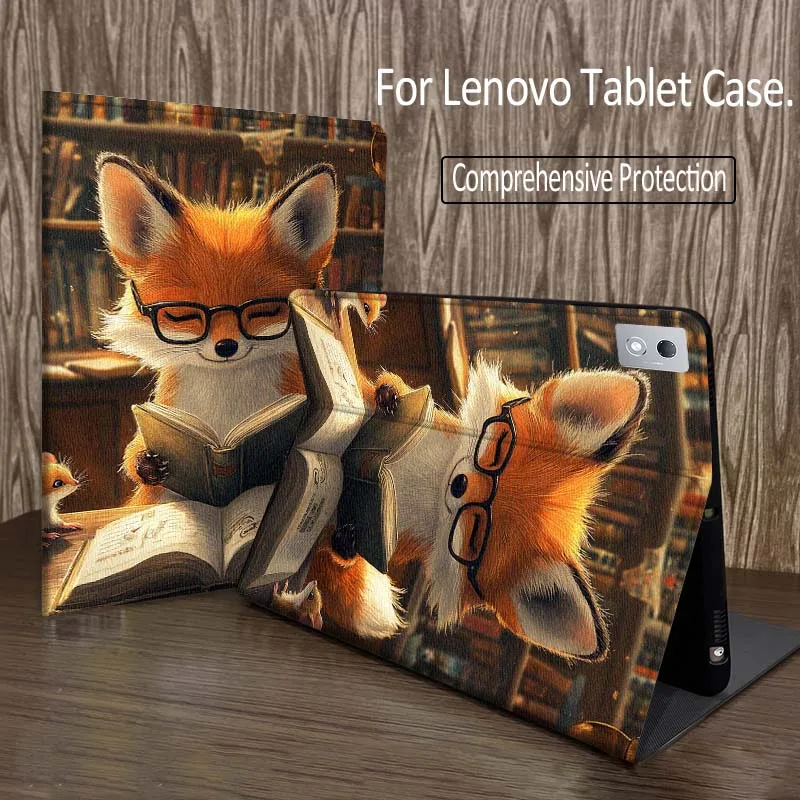 

Cartoon Fox Reading Book For Legion Xiaoxin Pad P12 Pro Y900 GT 2023 2025 12.1 12.7 14.5 inch Tablet Case