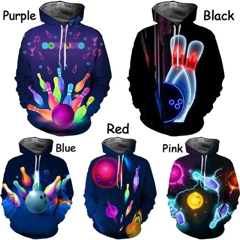 

Men Fashion Bowling Graphic Printed Hoodies 3D Graphic Sweatshirts Digital Printing Hoodies Casual Long Sleeve Sports Top Hoody