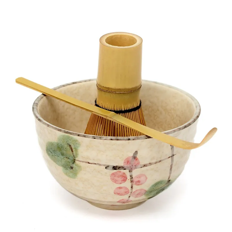 [GRANDNESS] Tea Ceremony Matcha Ceramic Tea Bowl Bamboo Tea Scoop Matcha Whisk Japanese Teaware Tea Tool 4 Style Matcha Bowl Set