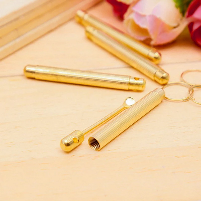 Folding Type Golden Mini Ear Cleaner Portable Ear Wax Removal Tool Nettoyage Oreille Earpick Ear Spoon Attached Key Ring Keyhole