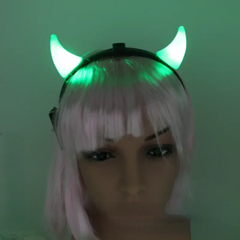 1pcs LED Light Up Flashing Demon Devil Bull Horns Headband Cosplay Hairband Glow Birthday Party Gift Wedding Festival