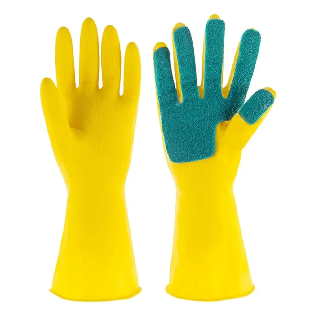 

Free Shipping 2 Pairs Latex Gloves Kitchen Dishwashing Gloves Kitchen Latex Gardening Scouring Pad