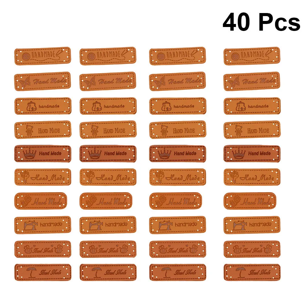 

40 pcs Label Buttons Perforated Holes Handmade Letter Design For Diy Craft Sewing Scrapbook Decoration Vintage Pu