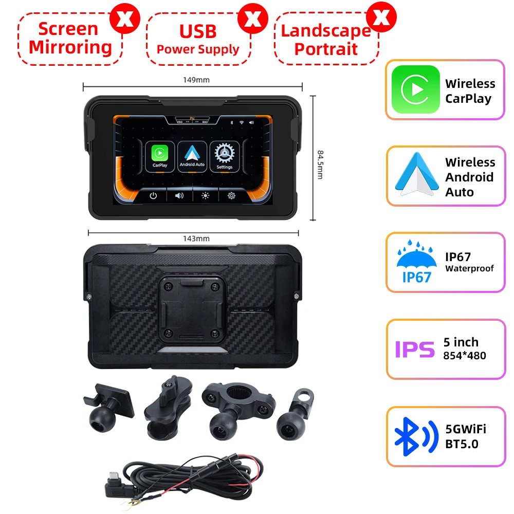 EKIY M21 アンドロイドベース バイク防水ナビ CarPlay EKIY Wireless