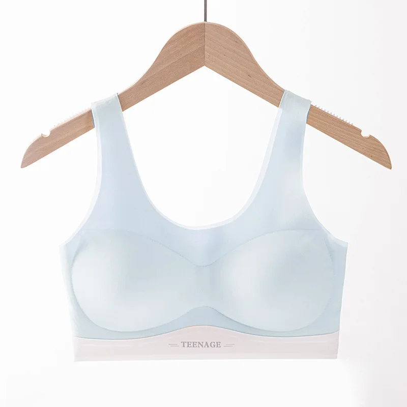 1-3PCS Girls' Puberty Sports Underwear For Primary  Middle School Students  Comfortable Seamless Bra With Beautiful Back Design view 4