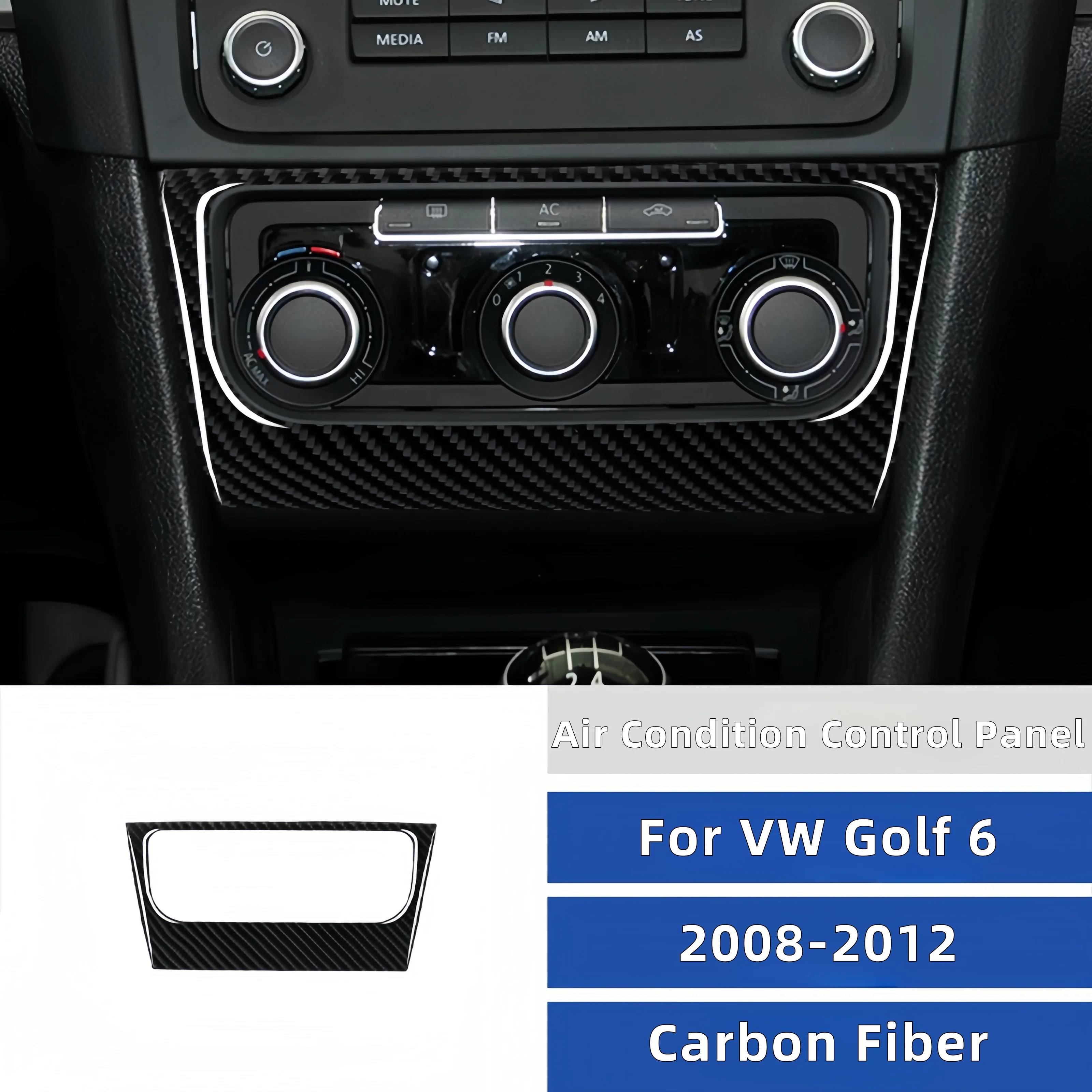 

For VW Golf 6 MK6 2008-2012 Carbon Fiber Car Air Conditioning Button Switch Panel Trim Cover Decorative Sticker Auto Zubehör