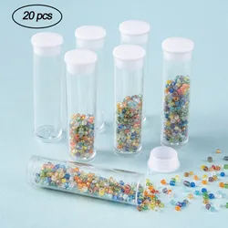20Pcs Flat-Bottomed Tube Transparent Plastic Bead Containers with Lids Jewelry Button Small Parts Candy Storage Bottles