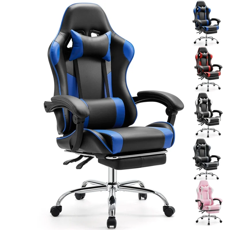 # Cadeira Gamer Ergonômica JHK Ajustável Giratória em Couro PU com Apoio de Cabeça e Suporte Lombar para Escritório, Computador e Sala de Estar
