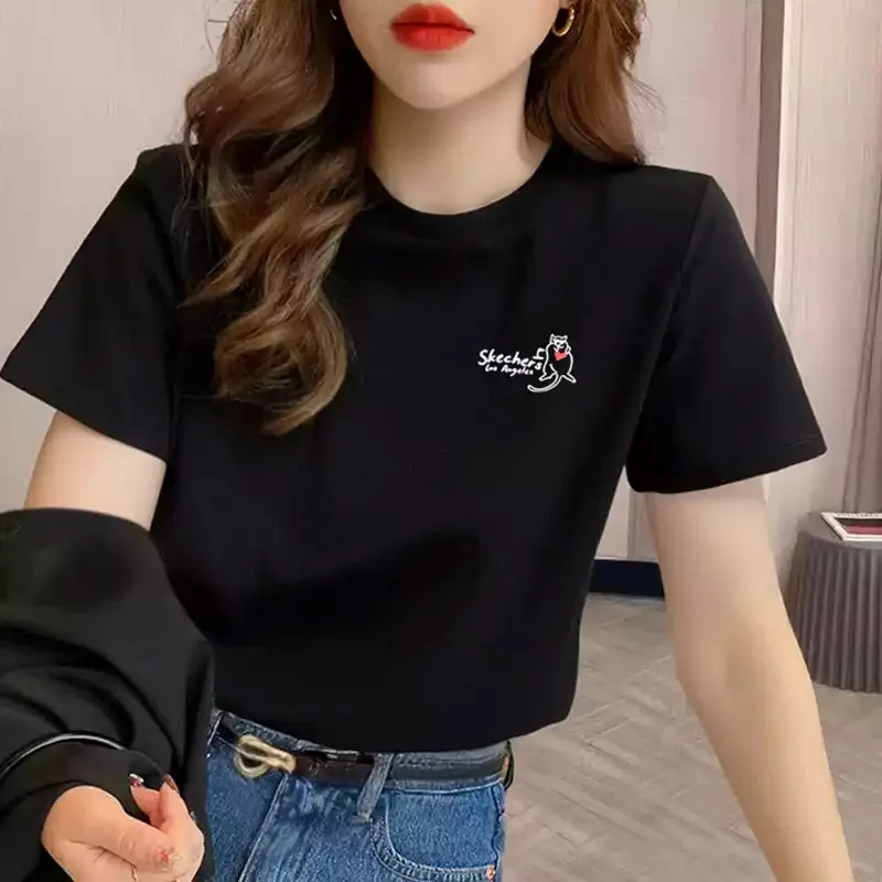 スケッチャーズ-レディース-ラウンドネック-通気性-tシャツ-フィットネス-スポーツ-レジャー-トップス-p225w302-03k8