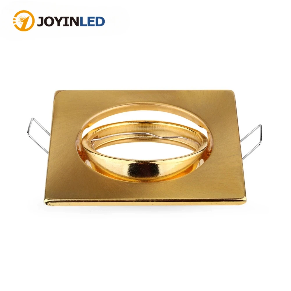 

LED Recessed Spotlights Frame Square Iron Metal Fixed Downlight Stain Nickel White Golden Cut Hole 60mm Fixture Frame