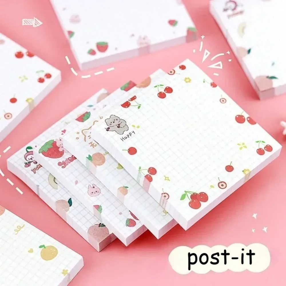 80 unids/pack Kawaii animales y frutas notas adhesivas Bloc de notas para hacer lista lindo suministros para diario pegatina decorativa para planificador