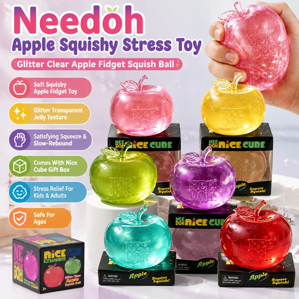 Needoh Apple Stress Ball Slow Rebound Squeeze Toy Relaxing and Interesting Gifts Squeeze Toy Soft Jelly Senses Gifts For Adult view 2