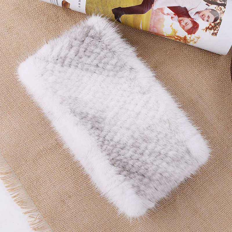 headbands for women Real fur hair band hair accessories Mink knitting female headband for hair Elastic band made scarf