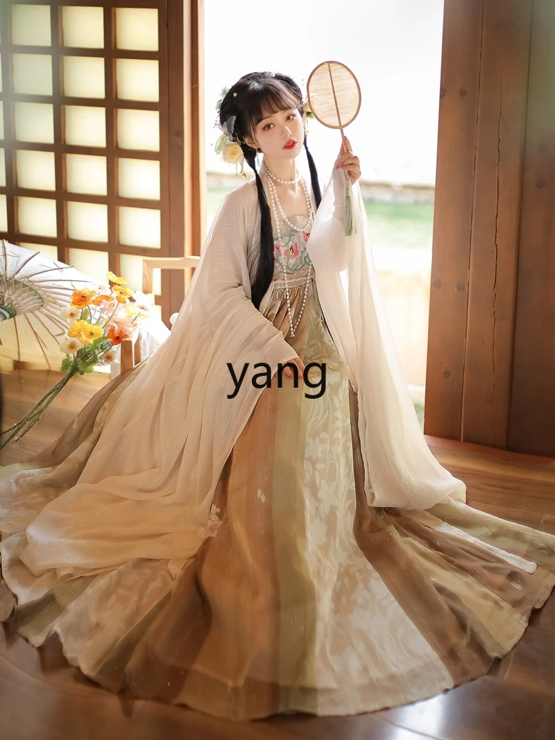 LMM Hanfu – chemise à manches longues pour femmes, véritable costume quotidien brodé, été