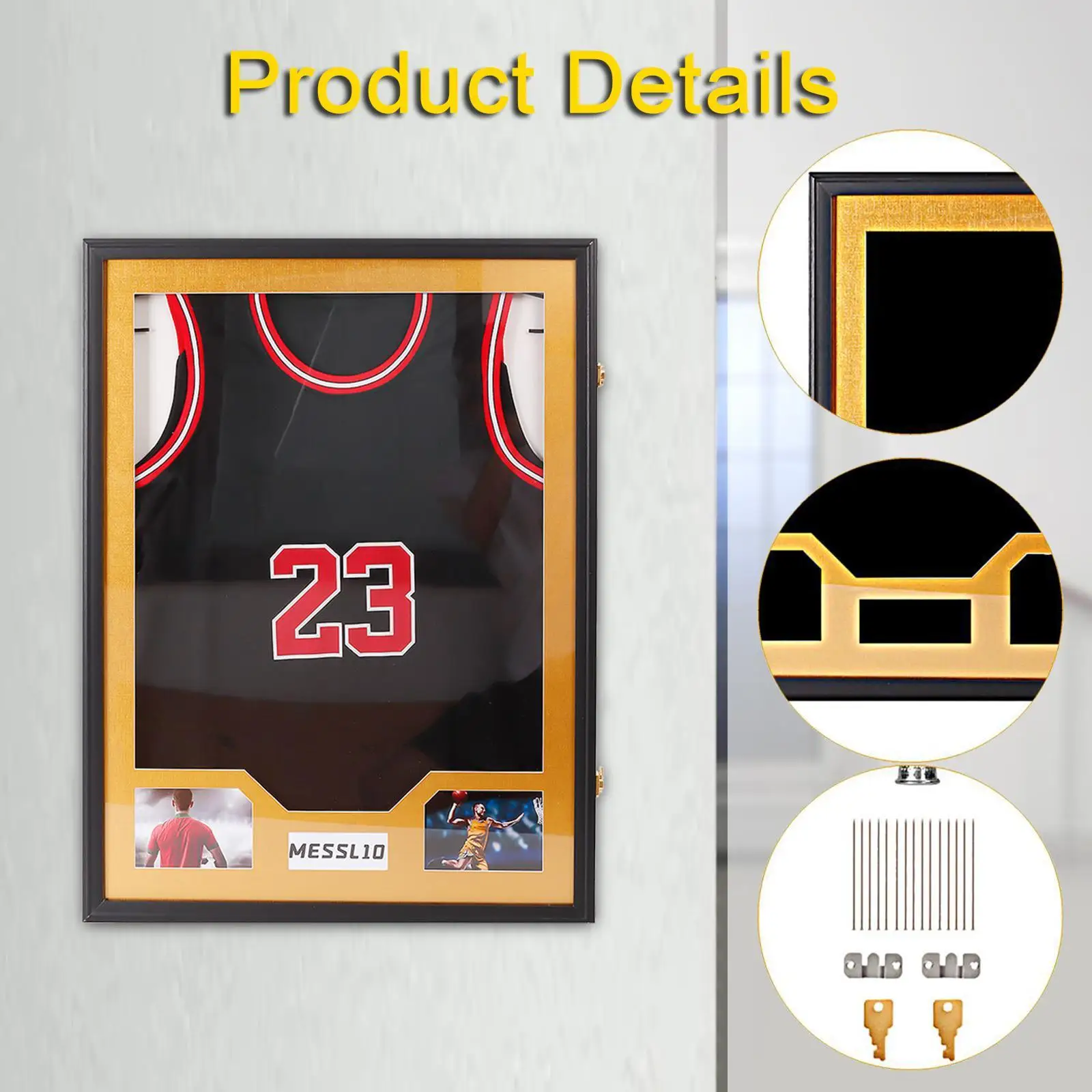 Jersey Frame Display Case Sport Jersey Shadow Box Multipurpose with Hangers Organizer Protection Case for Football Baseball