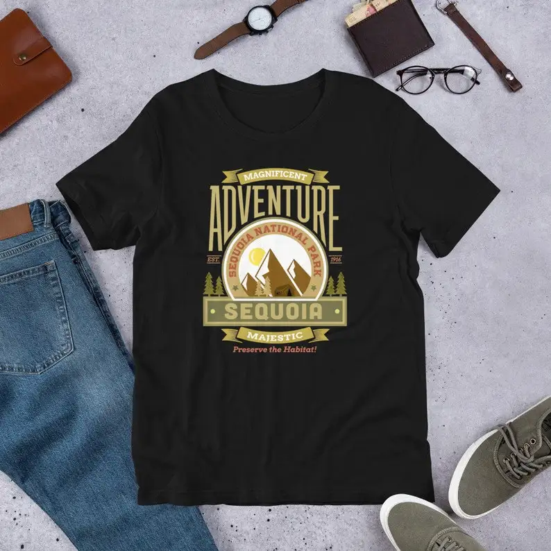 Vintage Sticker Style Sequoia National Park Camping Souvenir Unisex t-shirt