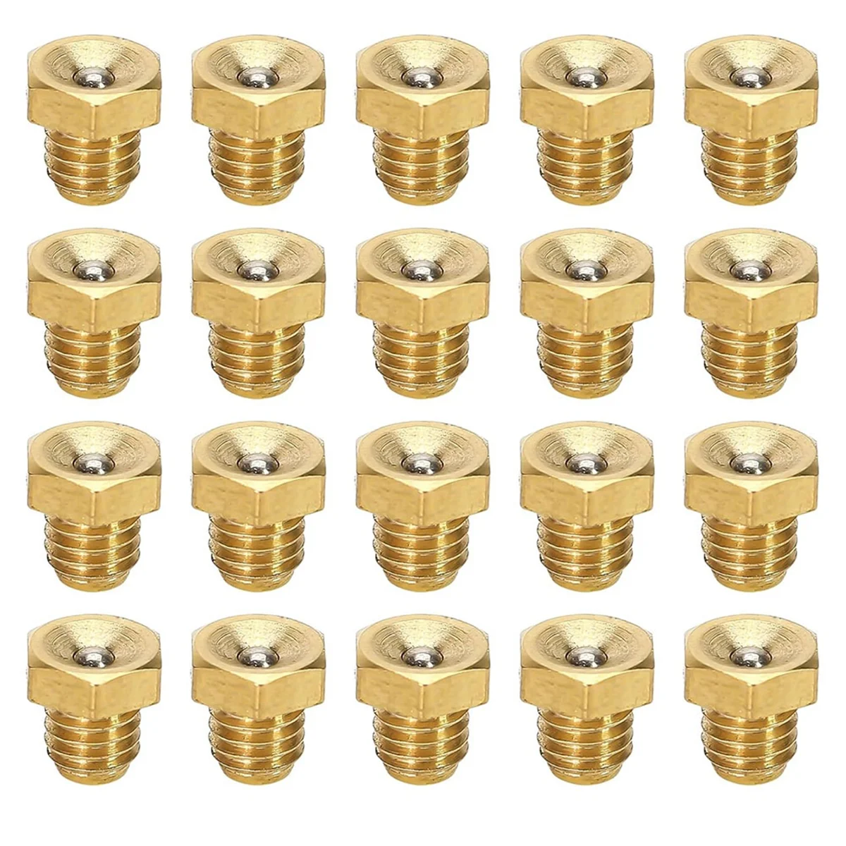 20pcs M6x1mm Metric Male Thread Flush Straight Grease Zerk Nipple Accessories for Machine Tool Accessories Lubrication