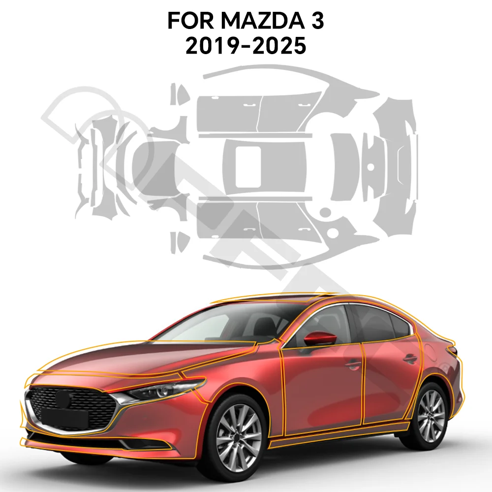 

9Mil Pre-cut PPF For Mazda 3 2019-2026 TPU Car Paint Protection Film Anti-Scratch Clear Bra Resistant Invisible Car Accessories