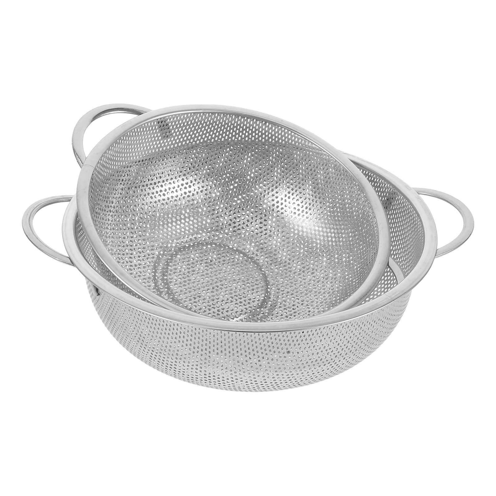 Colador de acero inoxidable, cuenco de drenaje de cocina de malla fina para Pasta, arroz, verduras, frutas, lavado de fideos, tamiz de Metal, 2 uds.