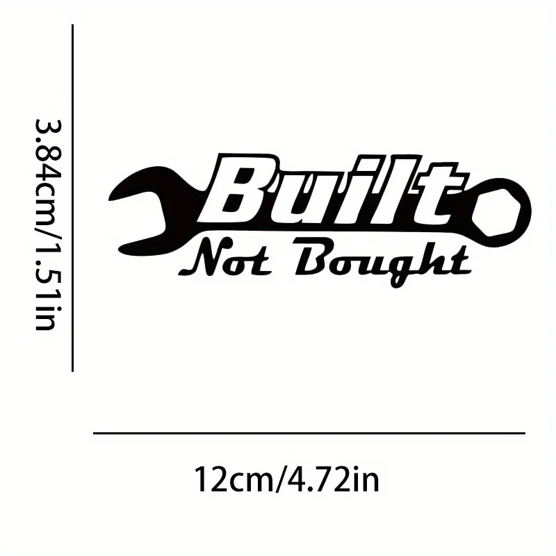 Built Not Bought Wrench Motorcycle Sticker,Funny Car Decal,Durable Self-Adhesive Vinyl Sticker for Auto Custom Modification Deco