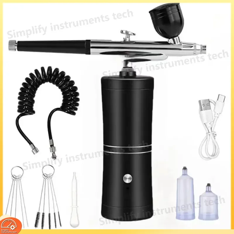 Portable Mini Airbrush Spray Gun 0.3mm Nozzle Nano Thermal Spray Tool Handheld Air Brush Kit for Nail Art Salon DIY Beauty